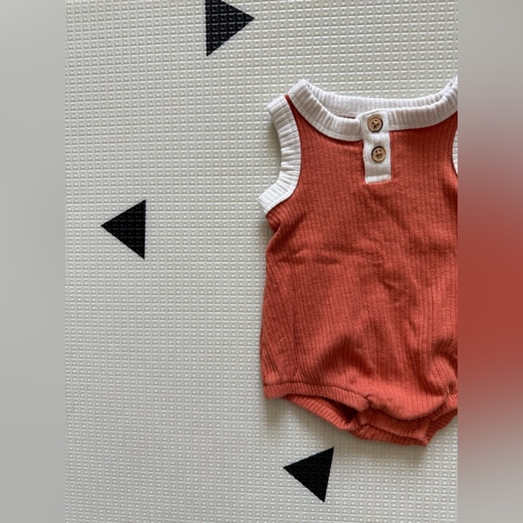 Cat & Jack|Baby gender neutral soft ribbed bubble romper in burnt Orange•••NB - Picture 1 of 5